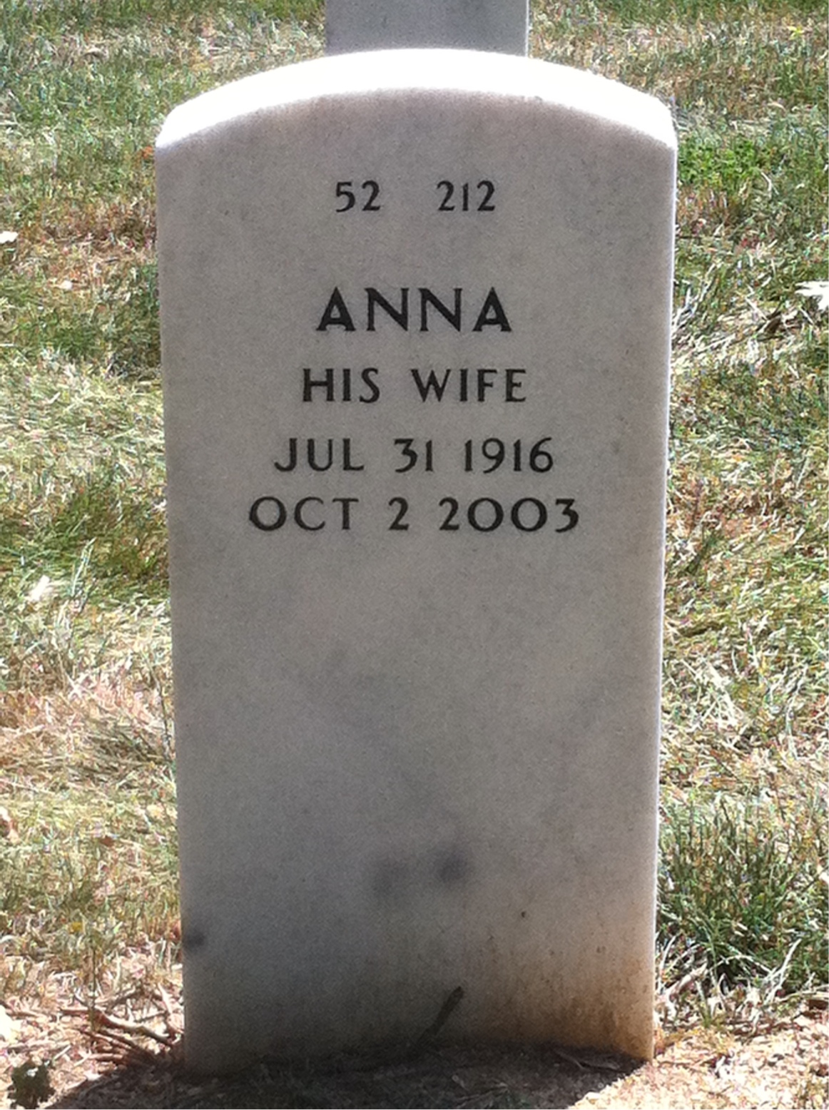 Back of headstone — Louis Ross
