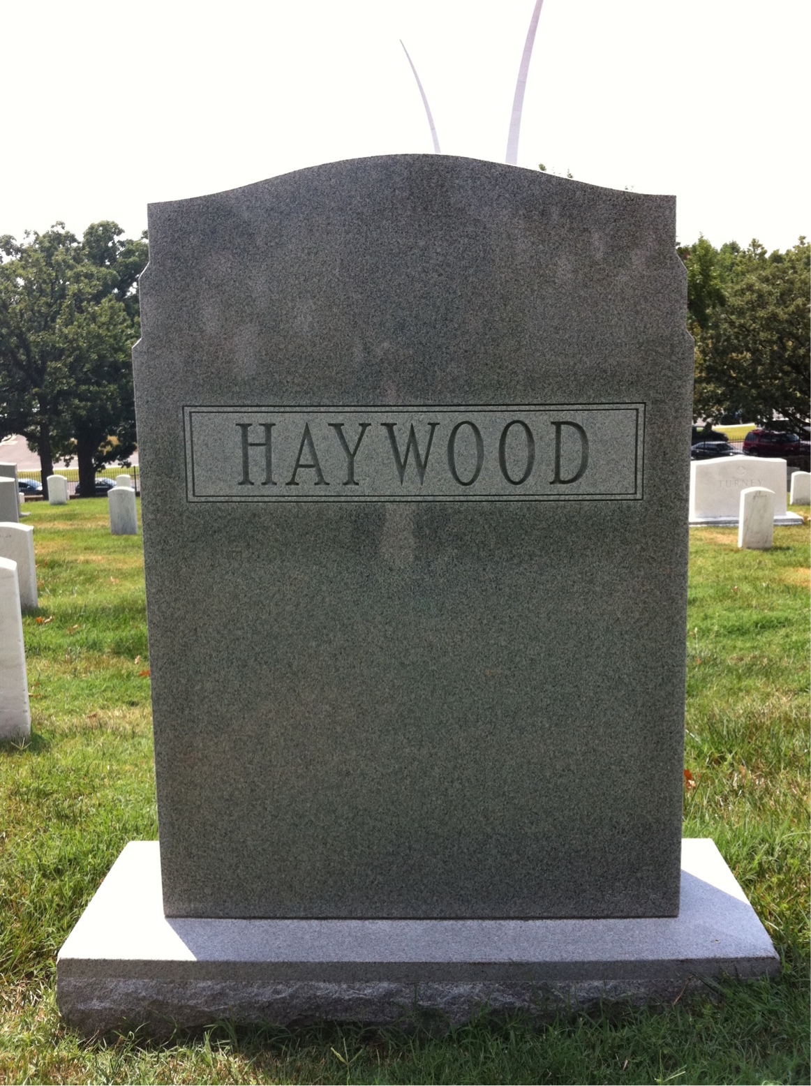 Back of headstone — Willie Mathews Haywood