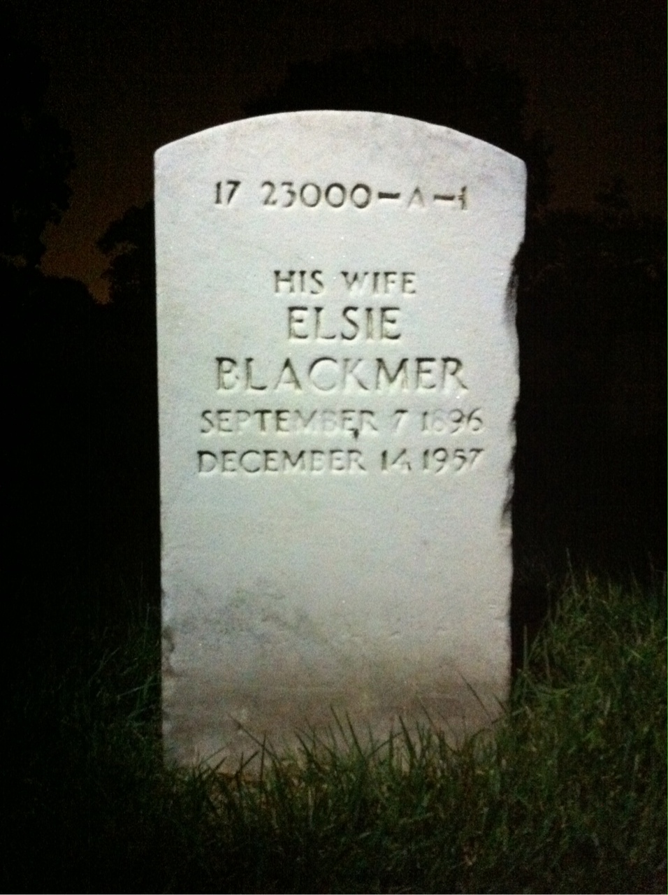 Back of headstone — Elsie Morgan