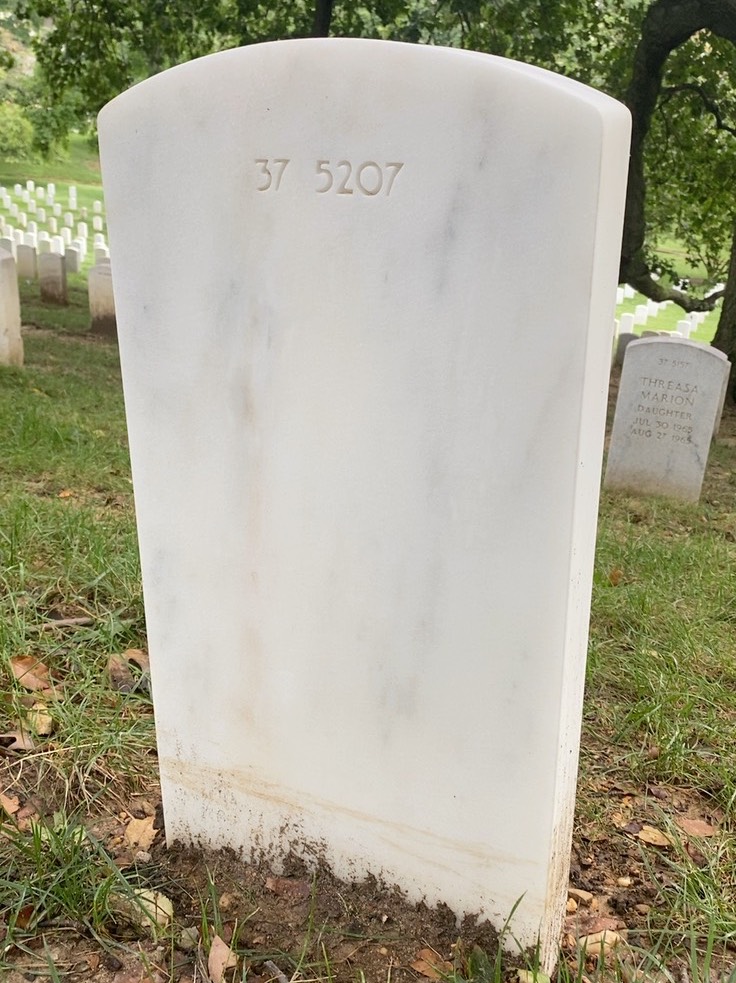 Back of headstone — William Arthur Luther