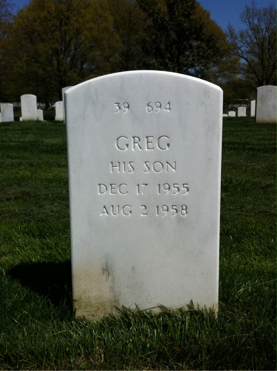 Back of headstone — Woodrow Halpin