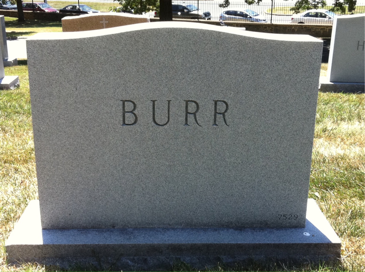 Back of headstone — Samuel E Burr