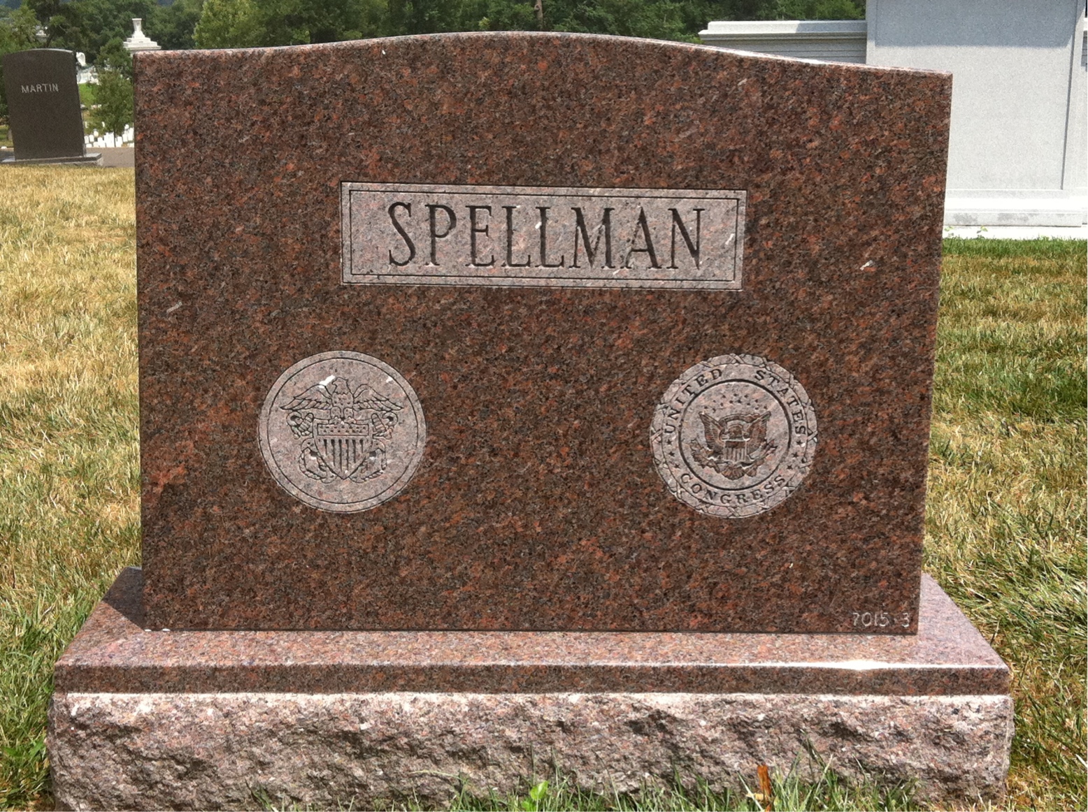 Back of headstone — Reuben Spellman