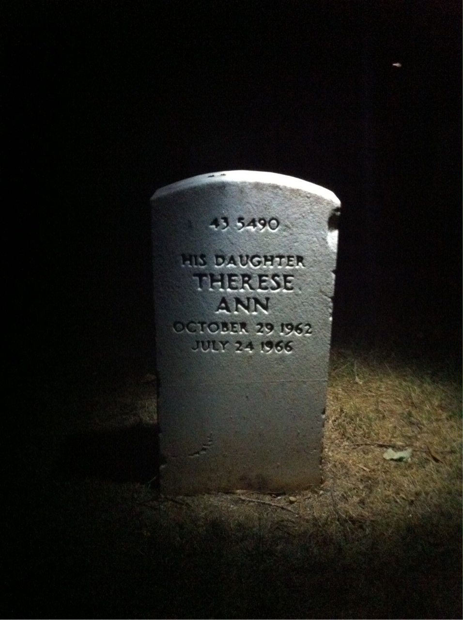 Back of headstone — Thomas Kenneth Vangsness