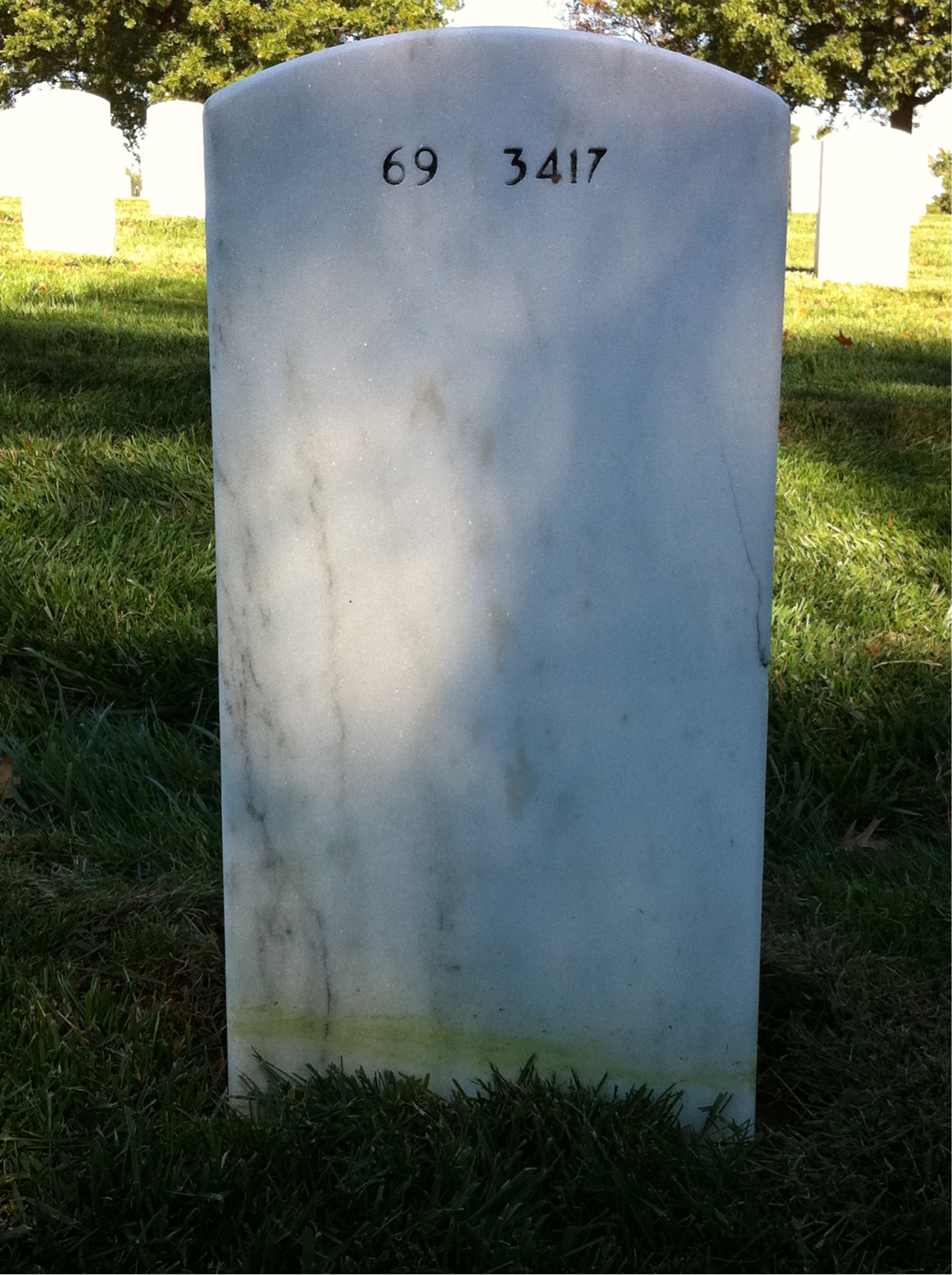 Back of headstone — John Williams