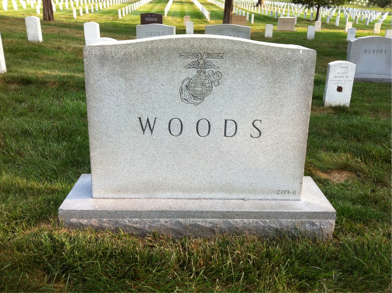 Back of headstone — Samuel A Woods