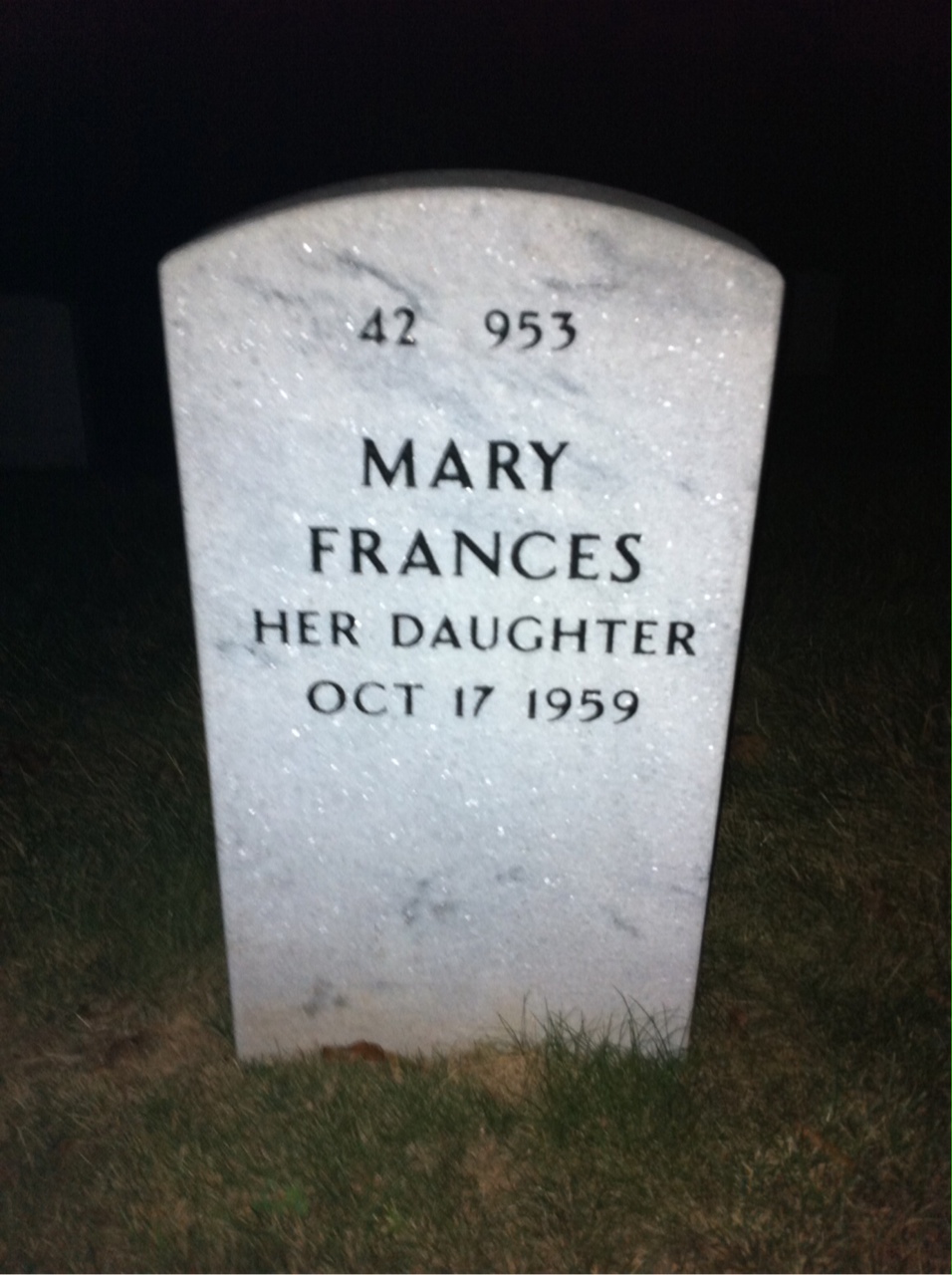 Back of headstone — Ruby Carter