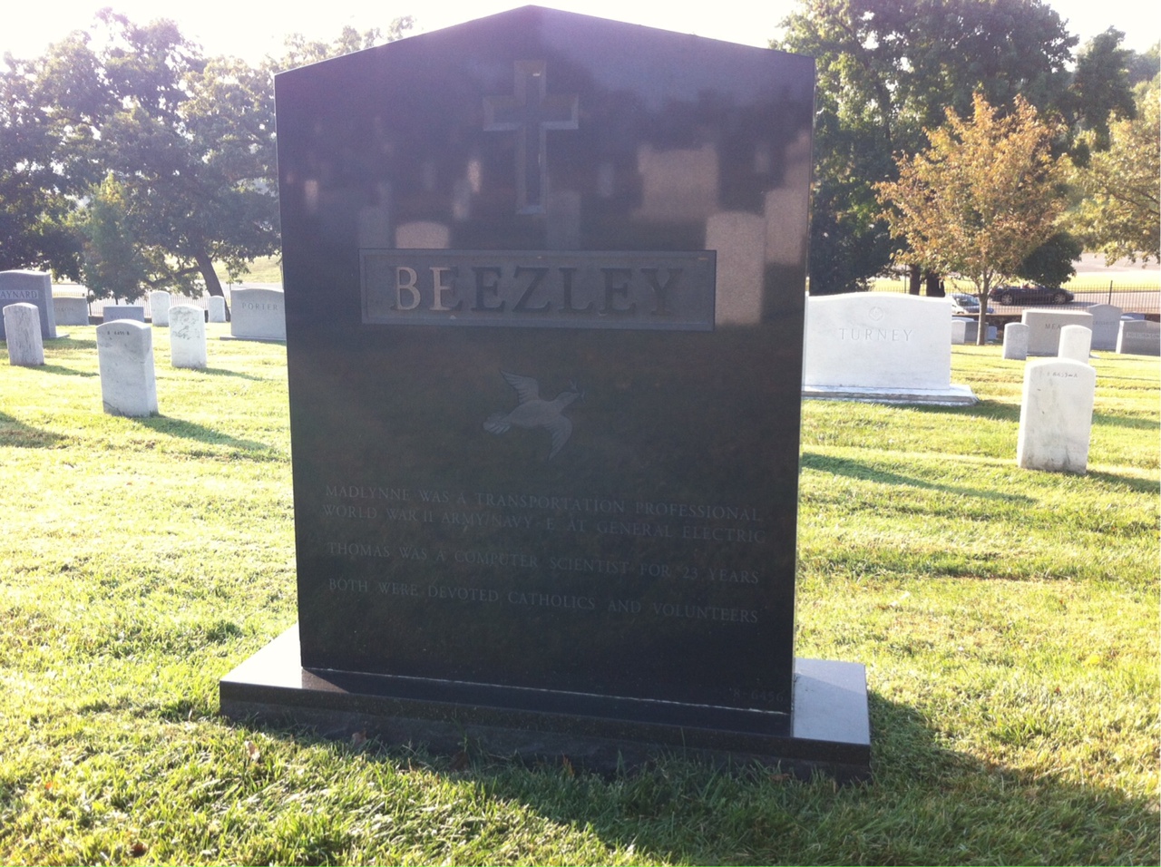 Back of headstone — Madlynne Beezley