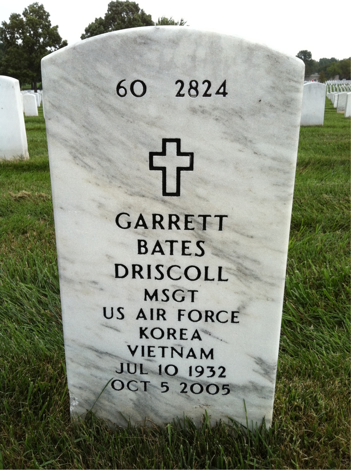 Back of headstone — Garrett Driscoll