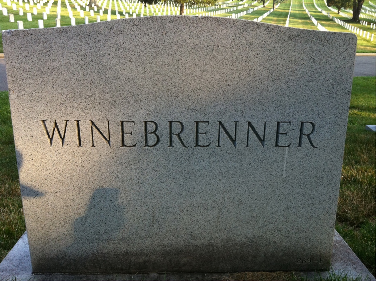 Back of headstone — Victor Winebrenner