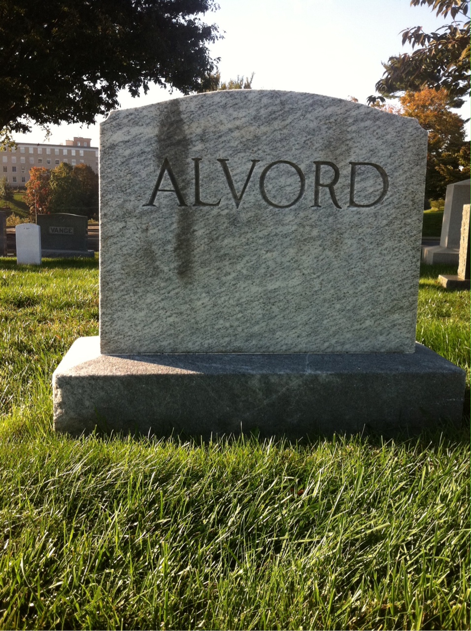 Back of headstone — Benjamin Alvord