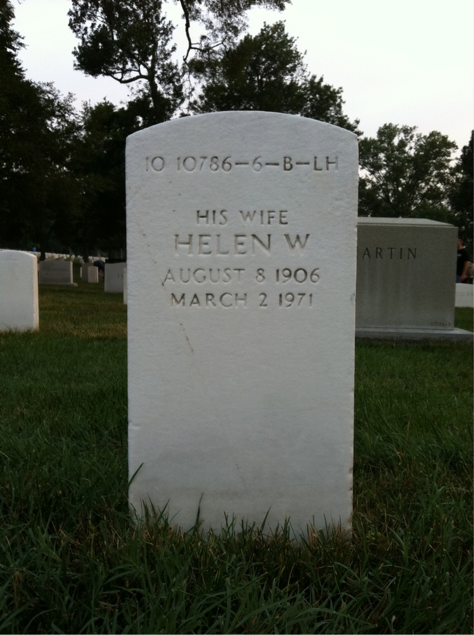 Back of headstone — Helen Babe'