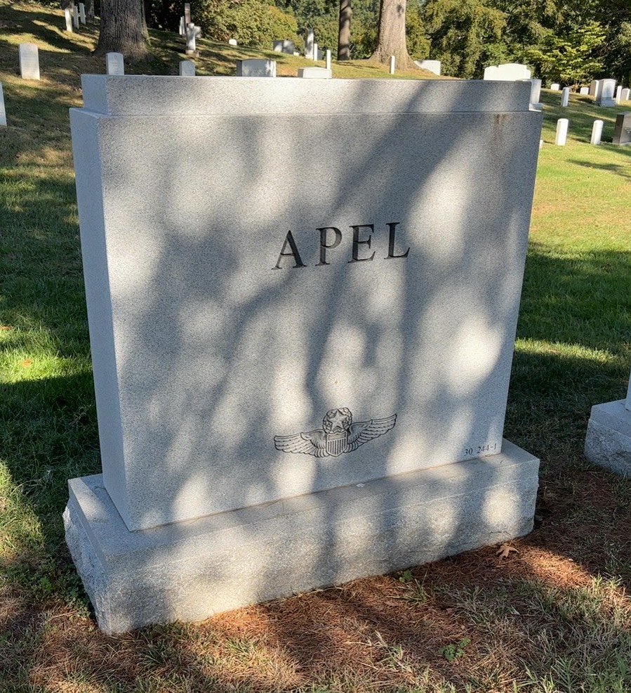Back of headstone — Frank Apel