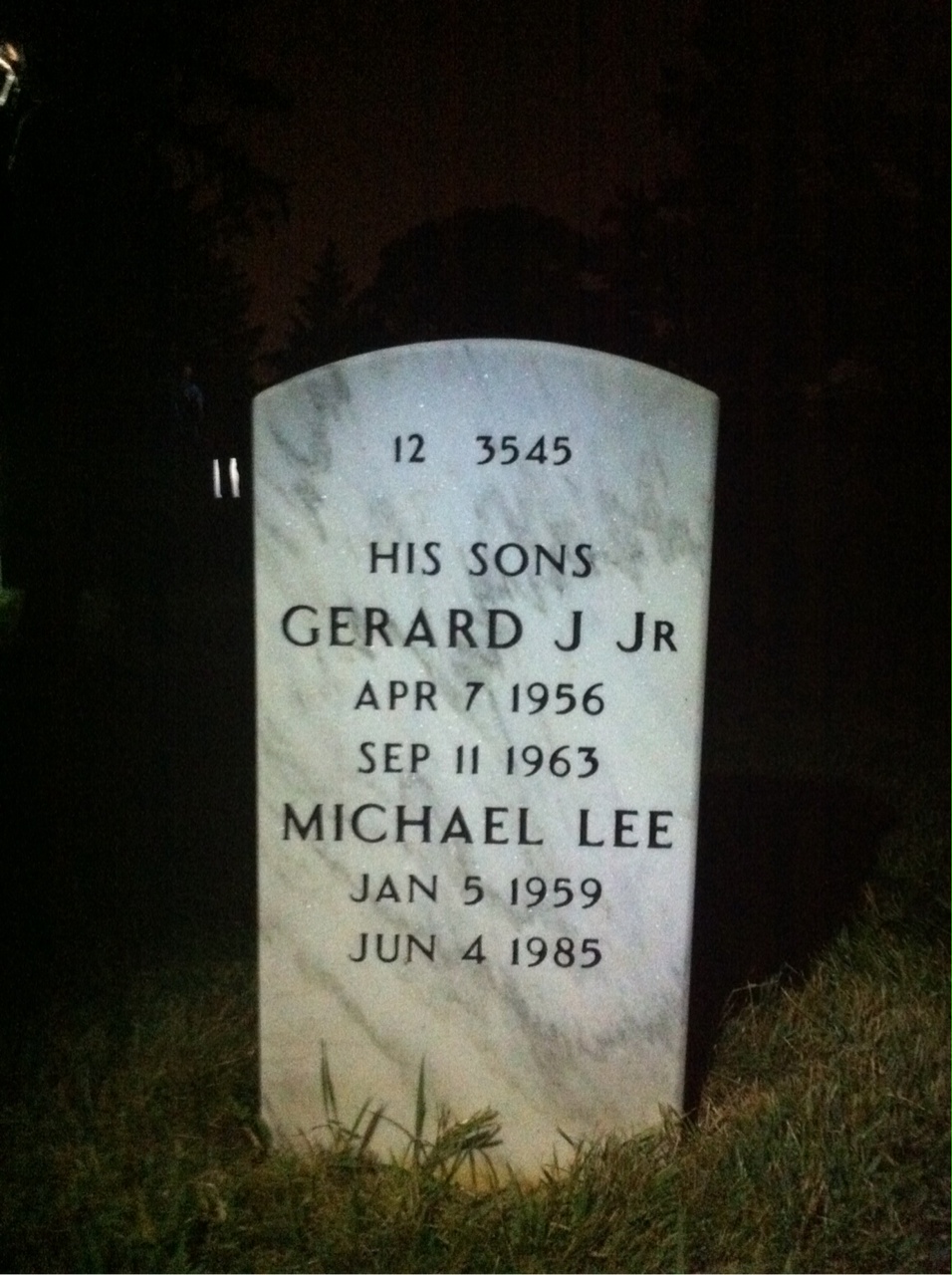 Back of headstone — Gerard Mays