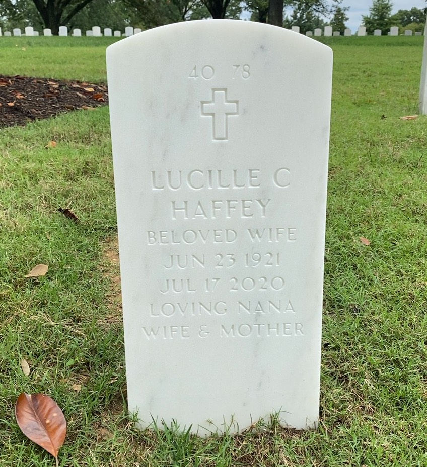 Back of headstone — John Haffey