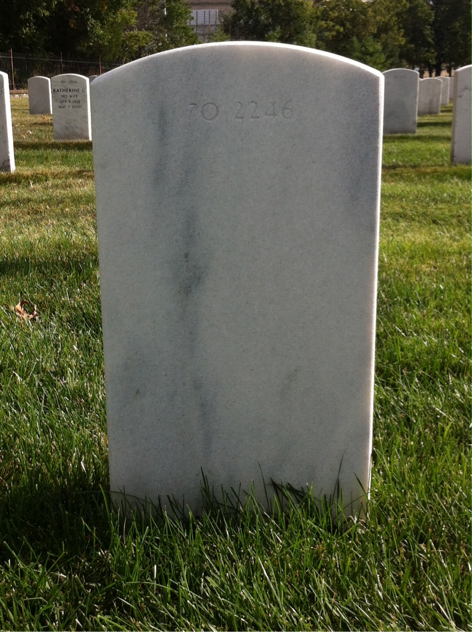 Back of headstone — John Joseph Jay