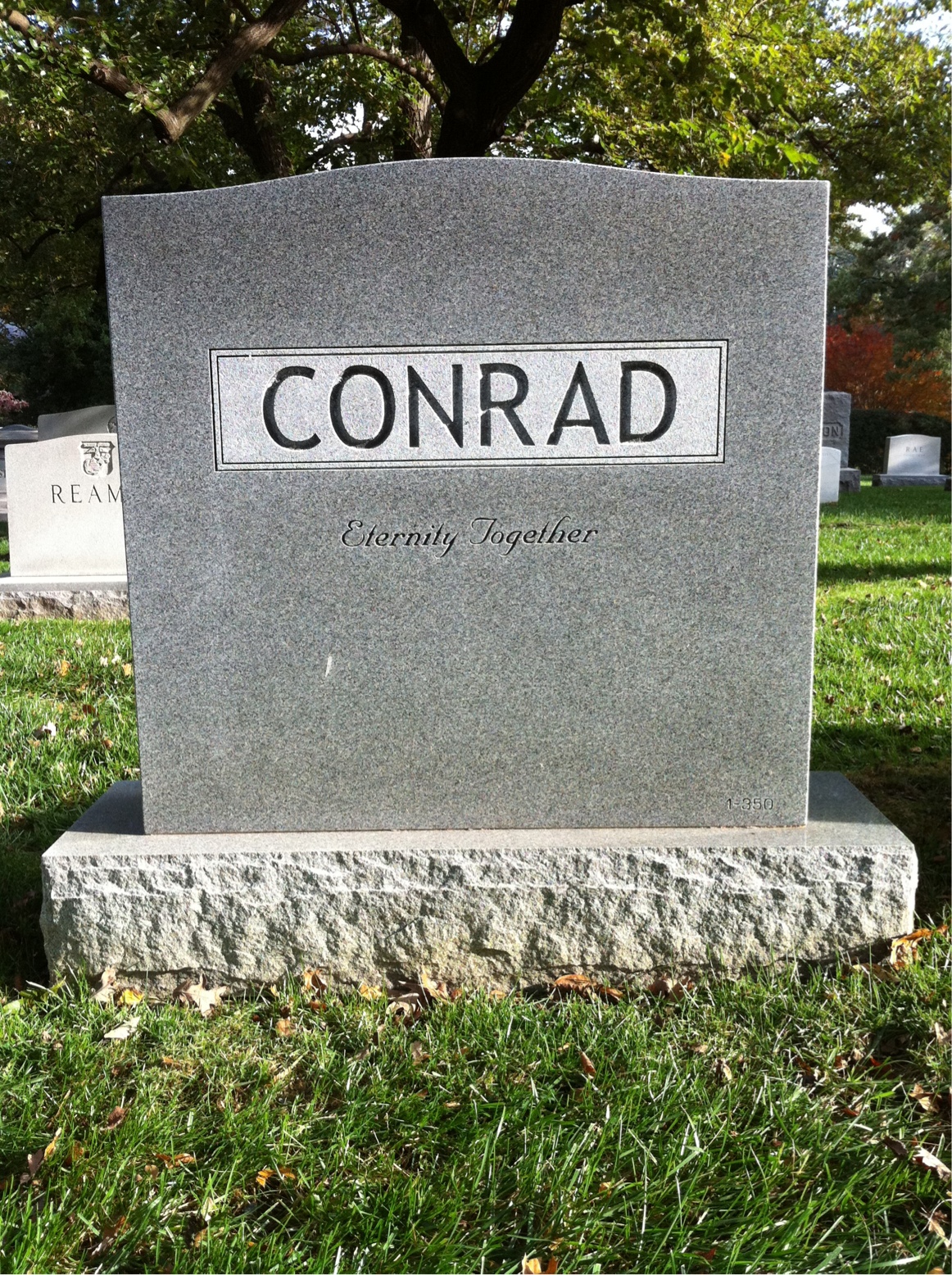 Back of headstone — Eugene Conrad