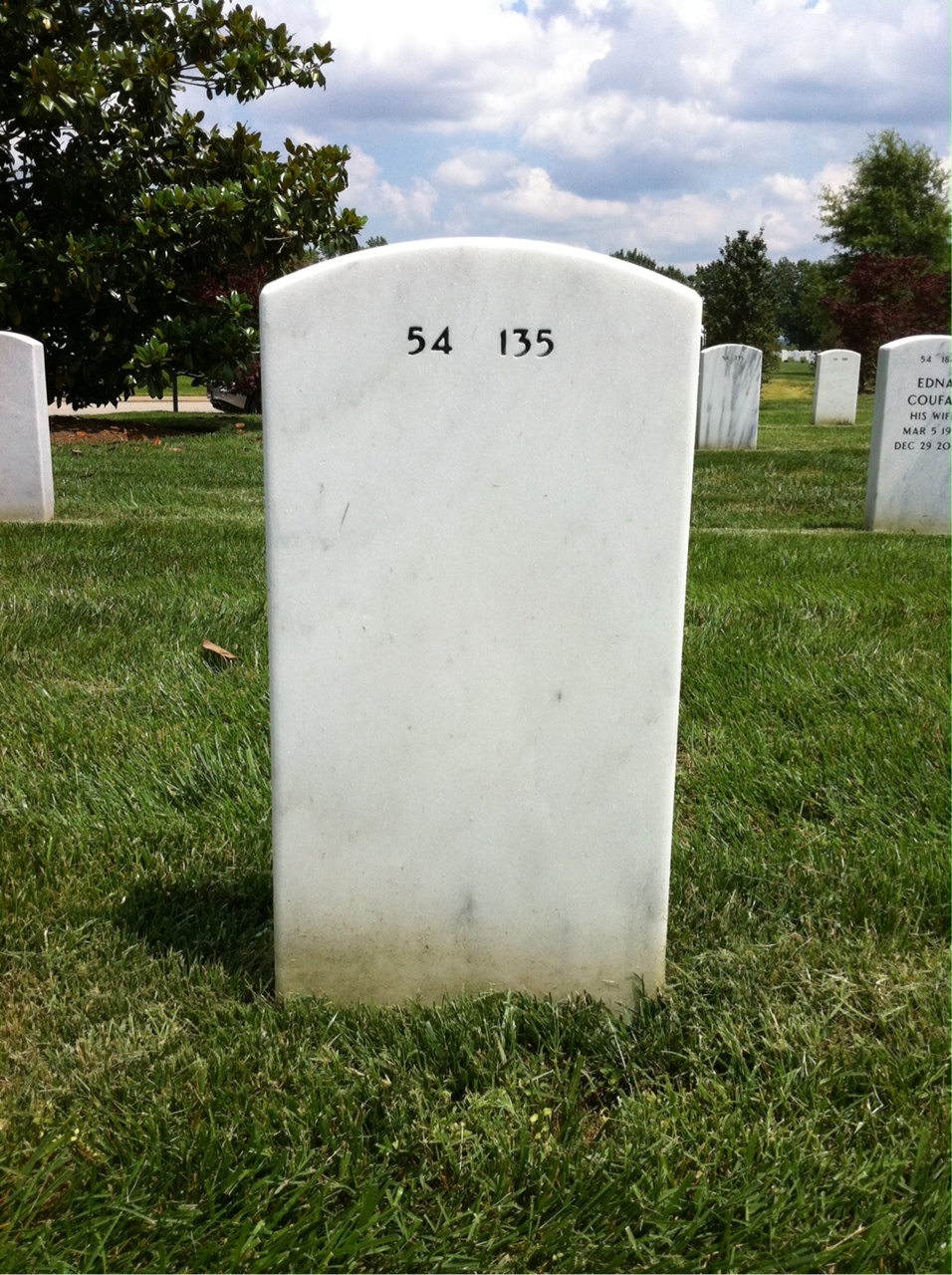 Back of headstone — Percy Washington
