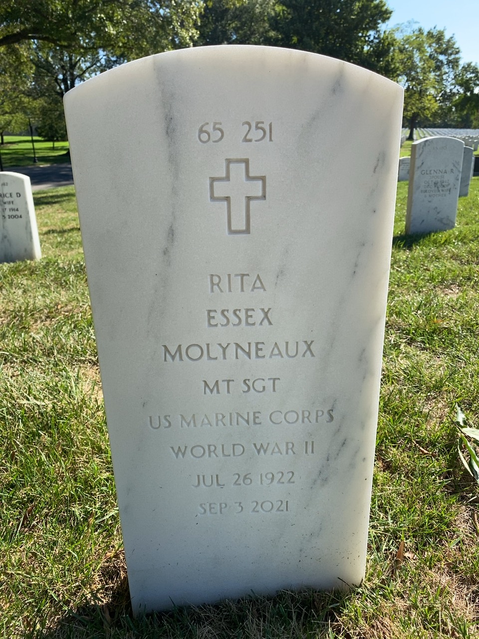 Back of headstone — John Molyneaux