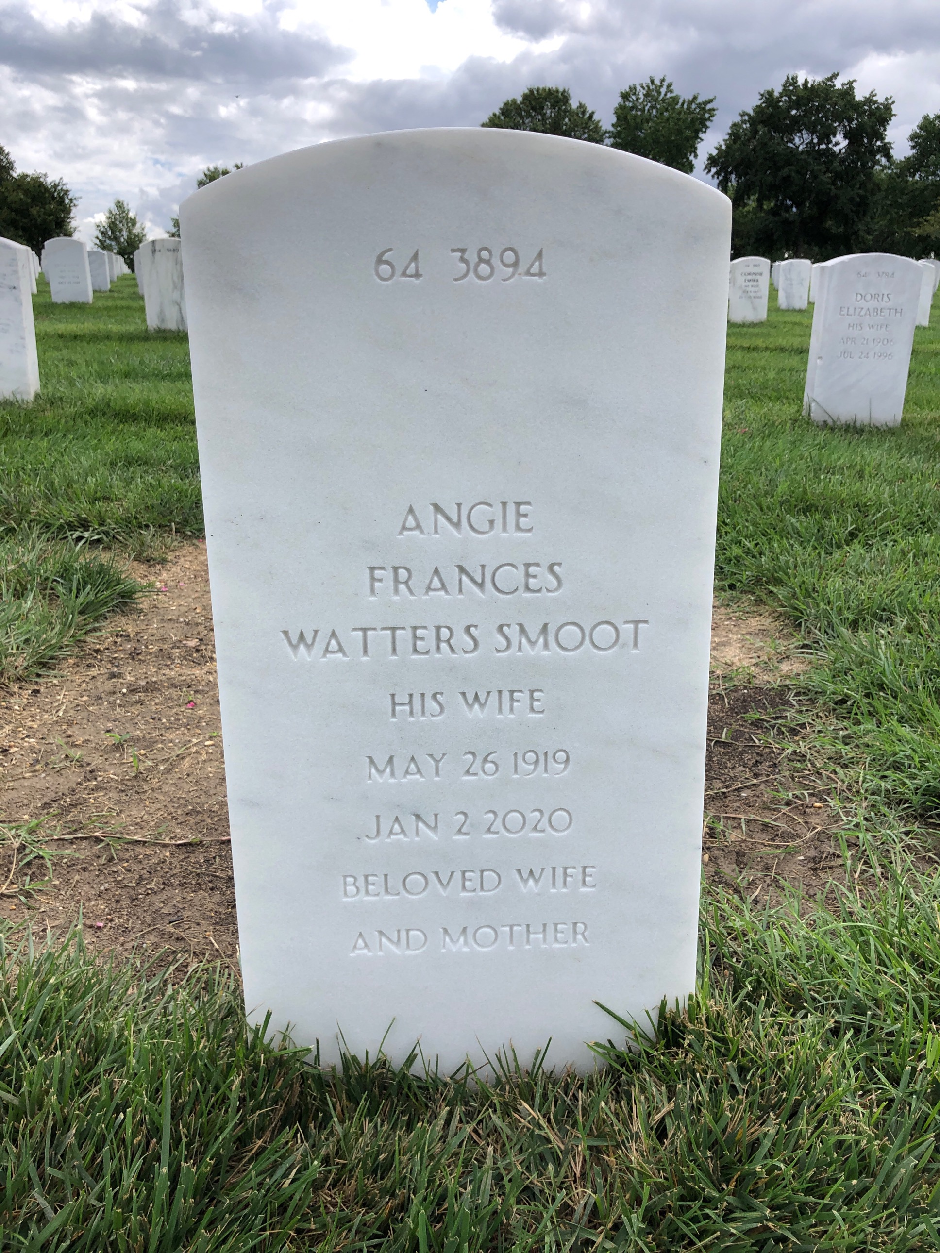 Back of headstone — Oliver Smoot