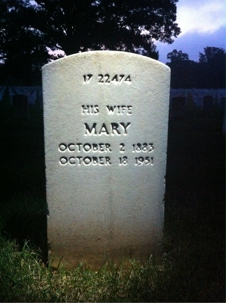 Back of headstone — Mary Morrison