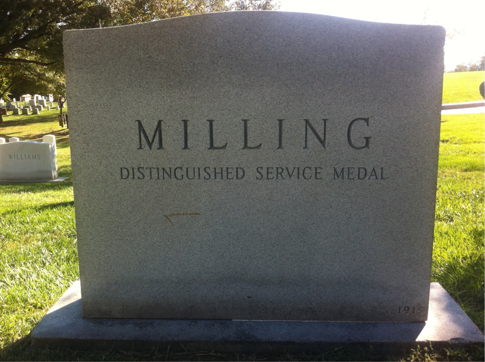 Back of headstone — Thomas Milling