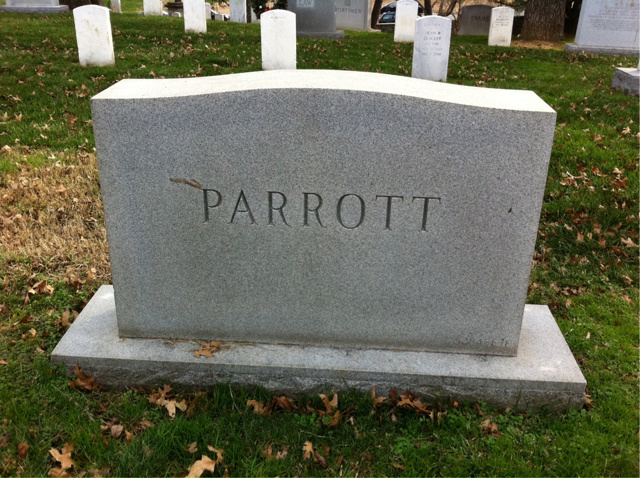 Back of headstone — Thomas Parrott