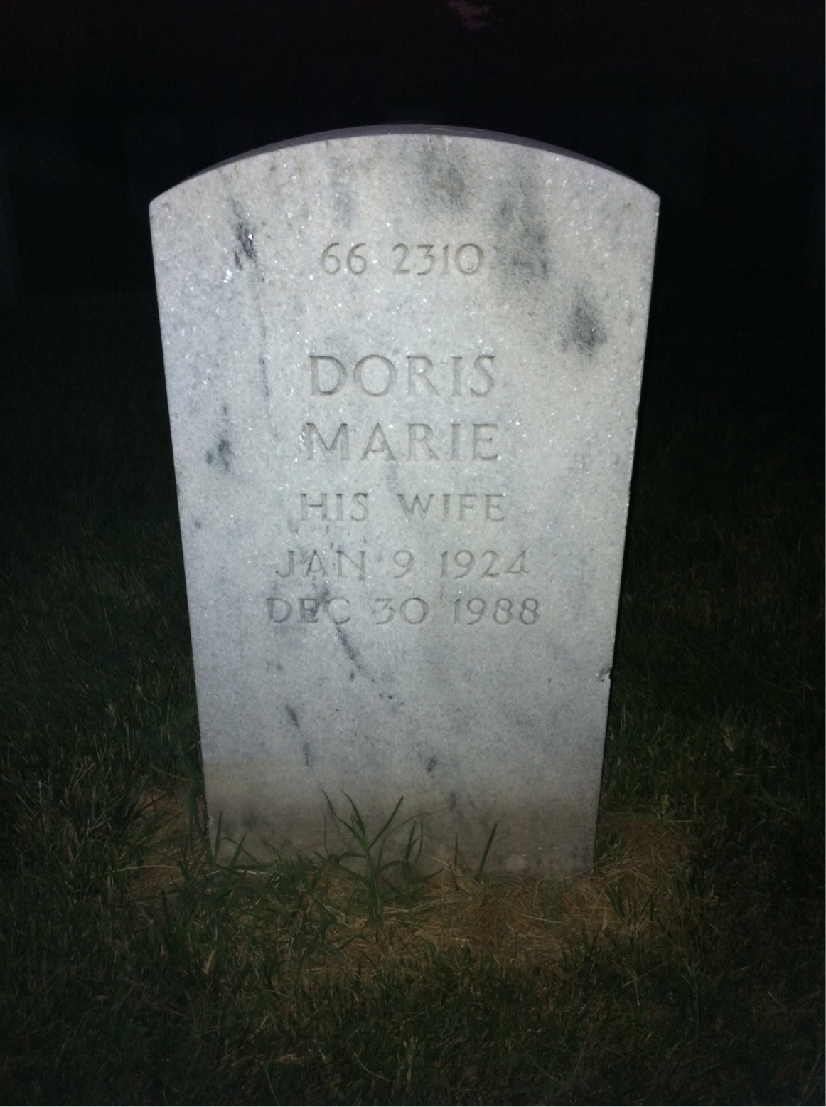 Back of headstone — Doris Anders