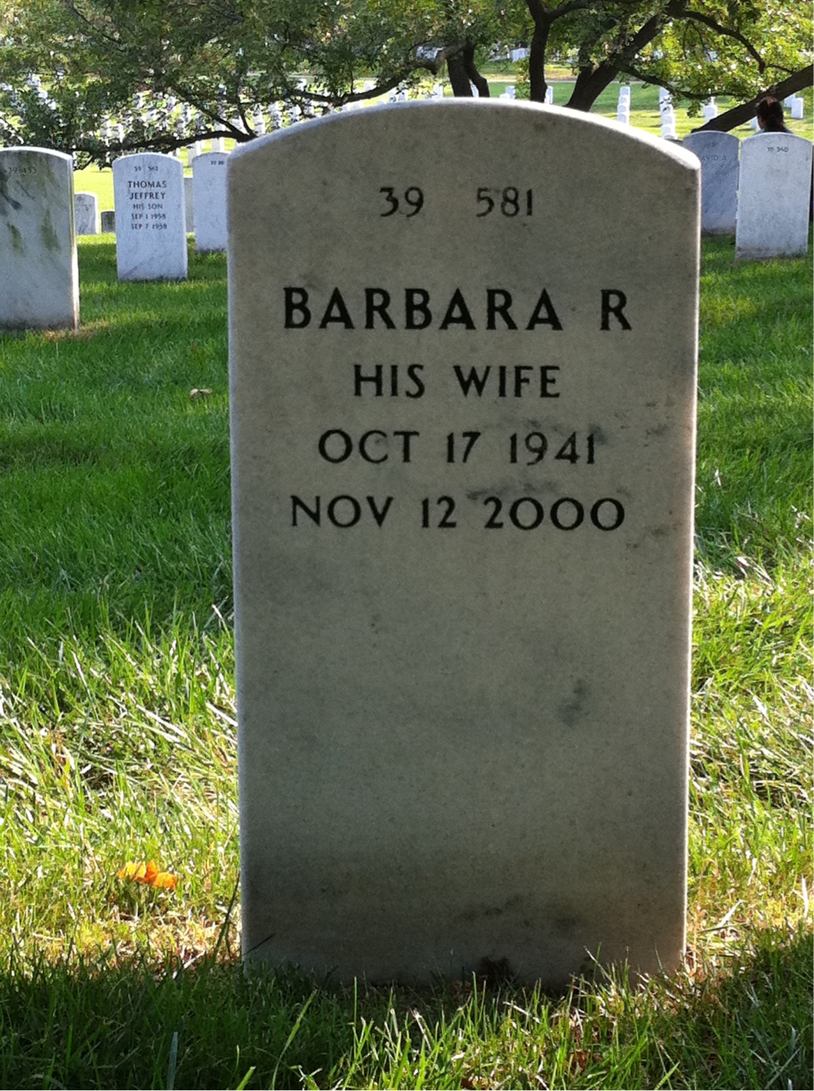Back of headstone — Philip Milton