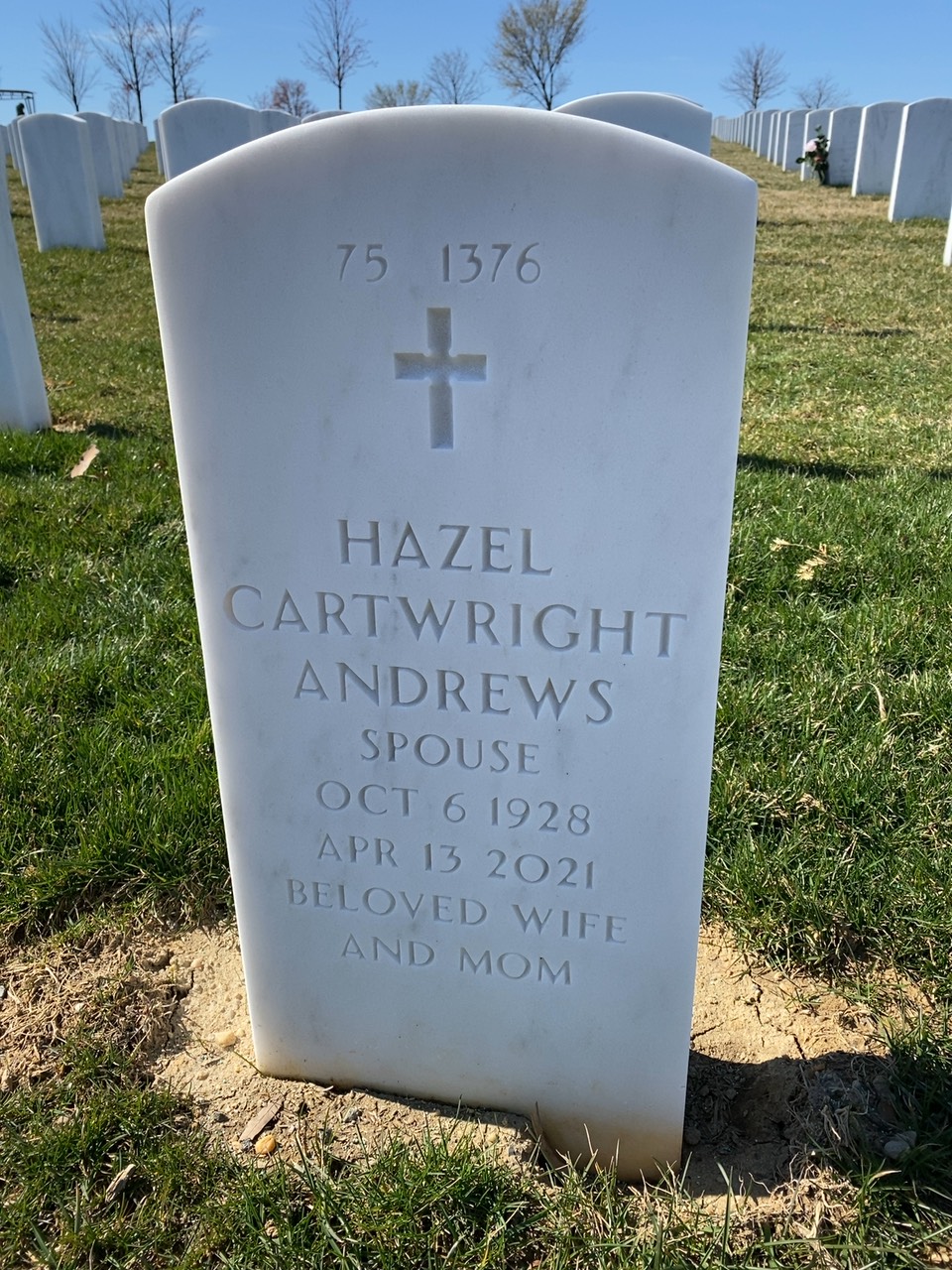 Back of headstone — George Andrews