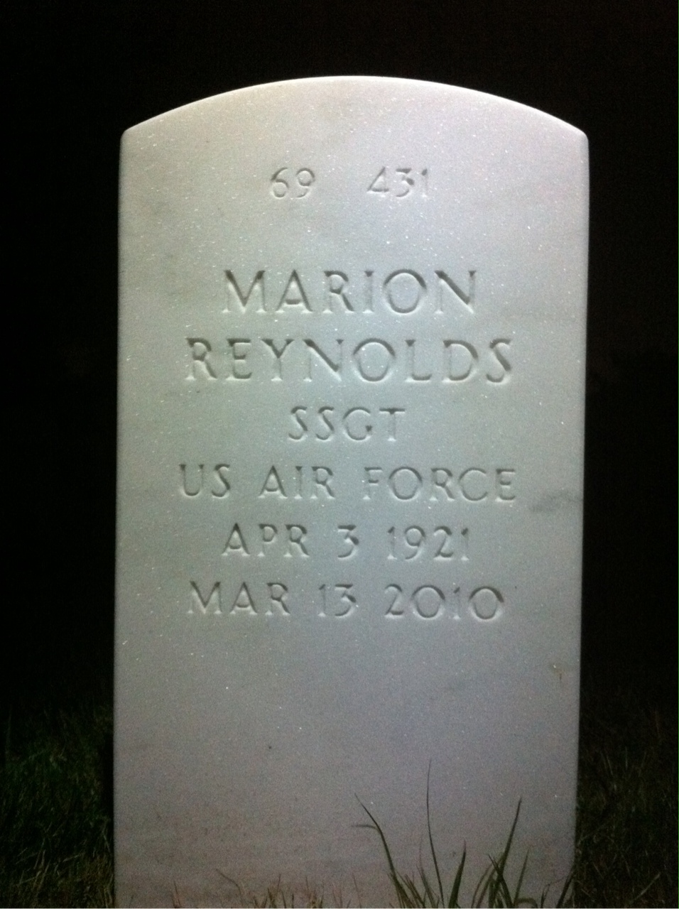 Back of headstone — Joseph Reynolds
