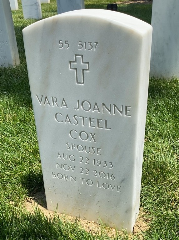 Back of headstone — Lewis Cox
