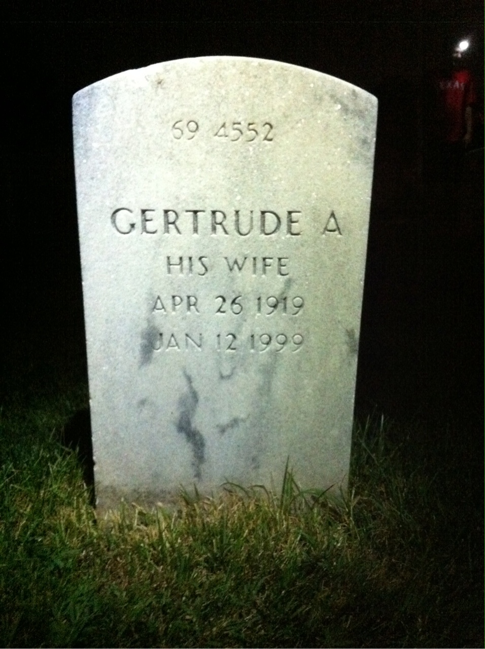 Back of headstone — James Biery