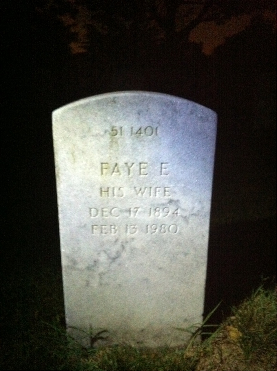 Back of headstone — Faye Allison
