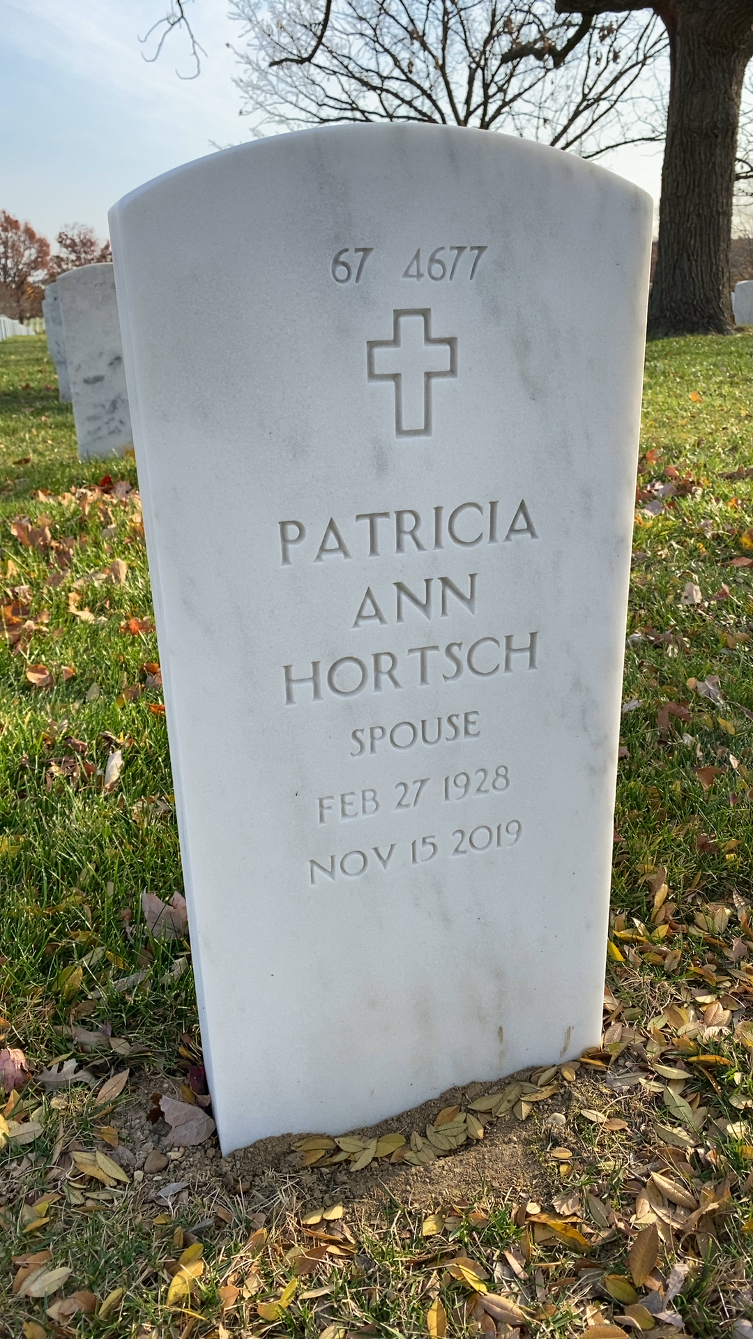 Back of headstone — Arthur M Hortsch