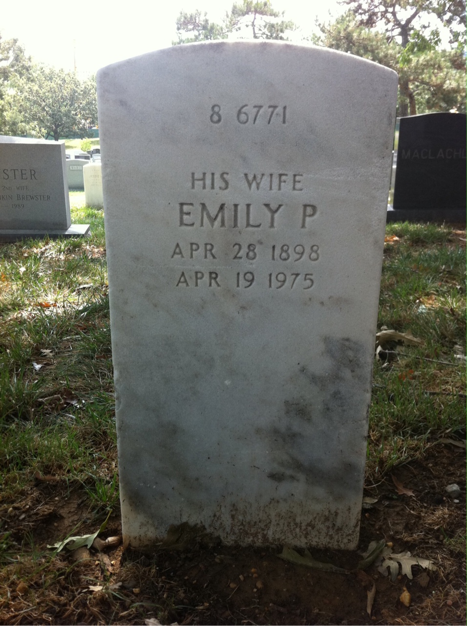 Back of headstone — Walter E Fowler