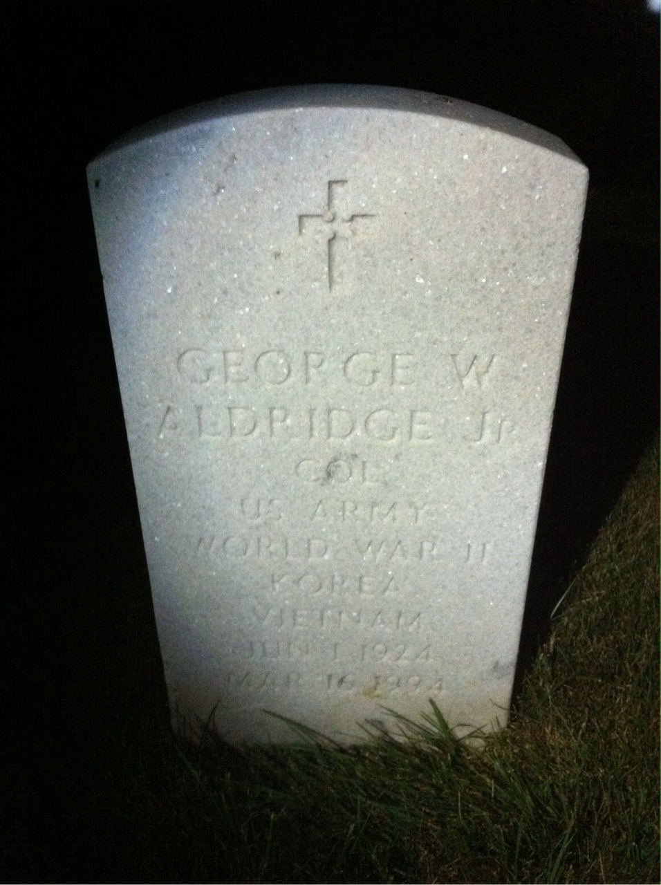 Back of headstone — George Aldridge