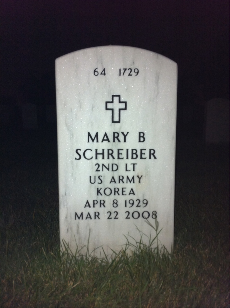Back of headstone — Bert Schreiber
