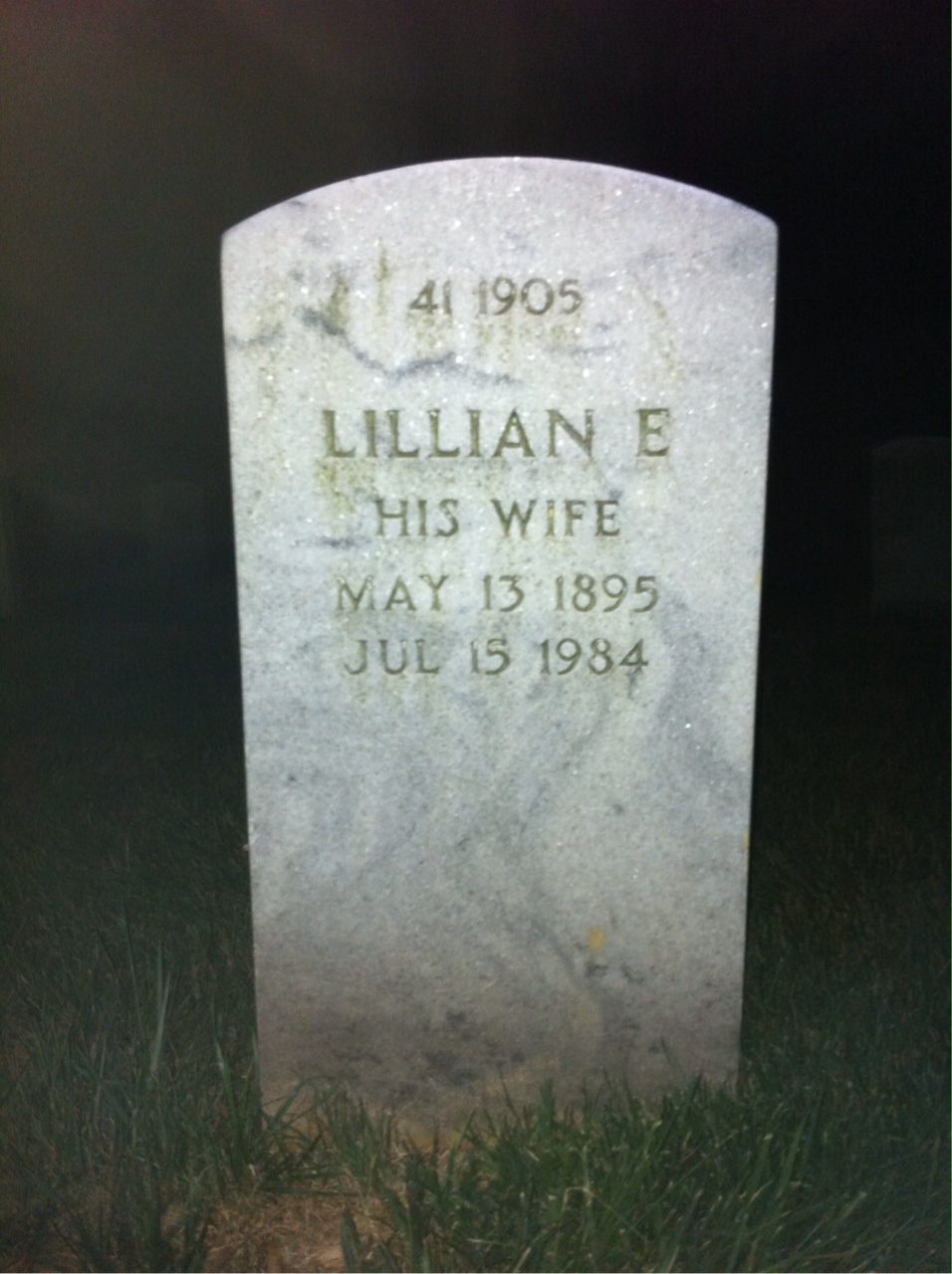 Back of headstone — William J Ocken