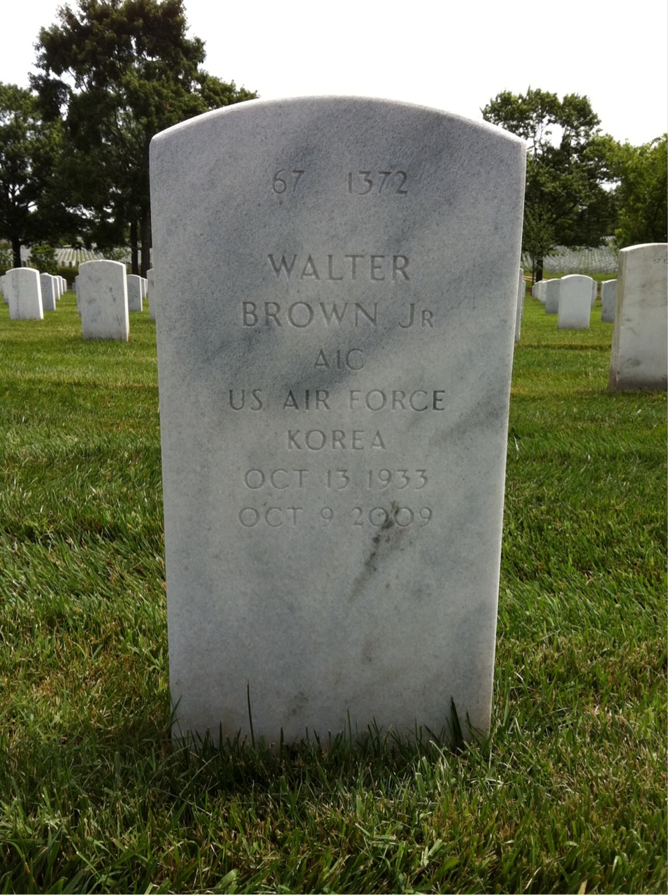 Back of headstone — Walter Brown
