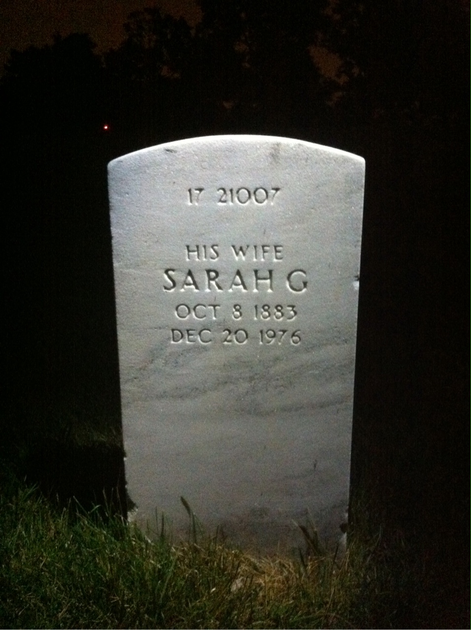 Back of headstone — Sarah Morris