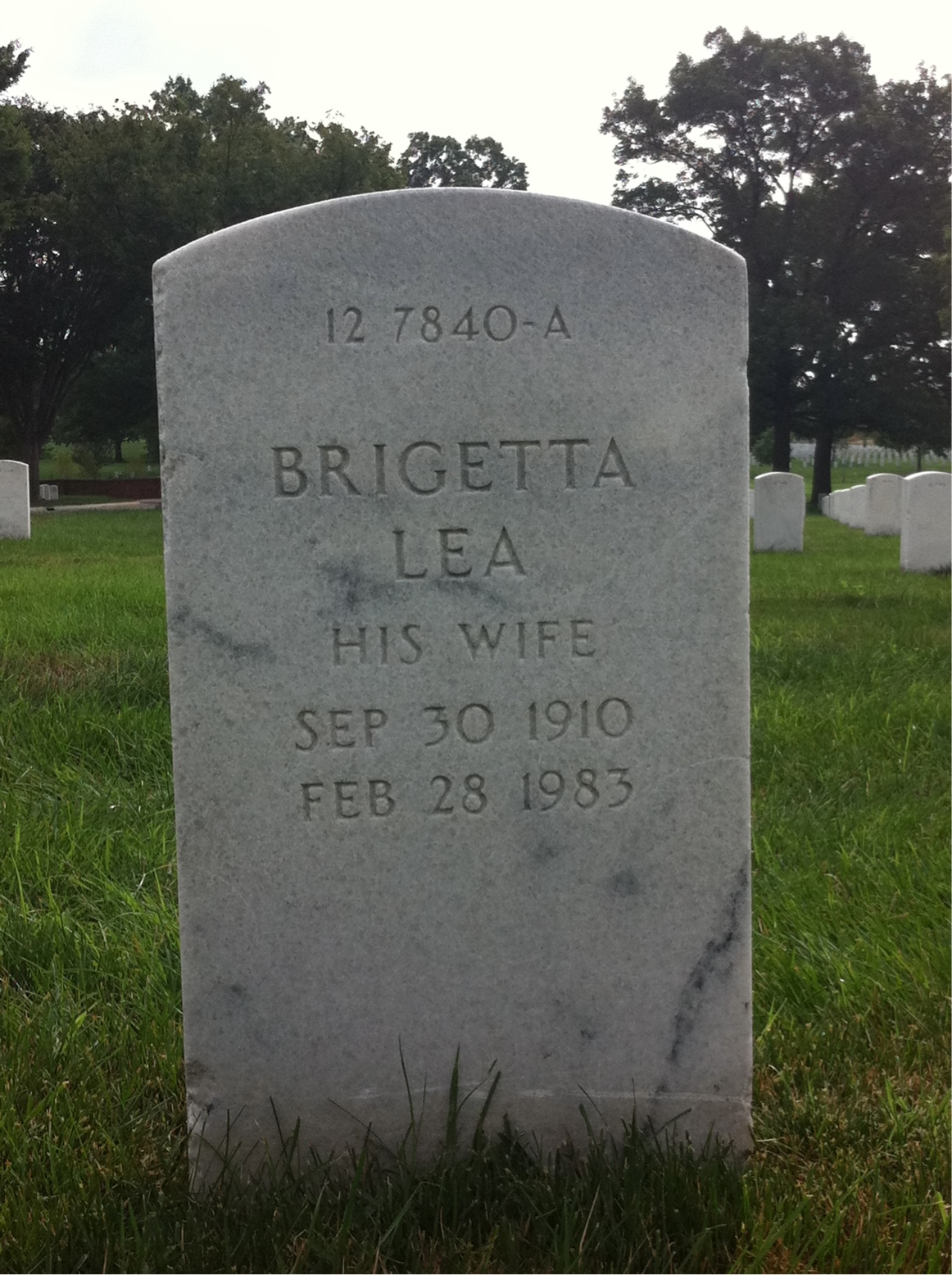 Back of headstone — Brigetta Bafford
