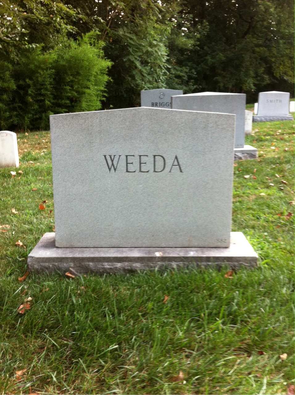 Back of headstone — Joseph Weeda