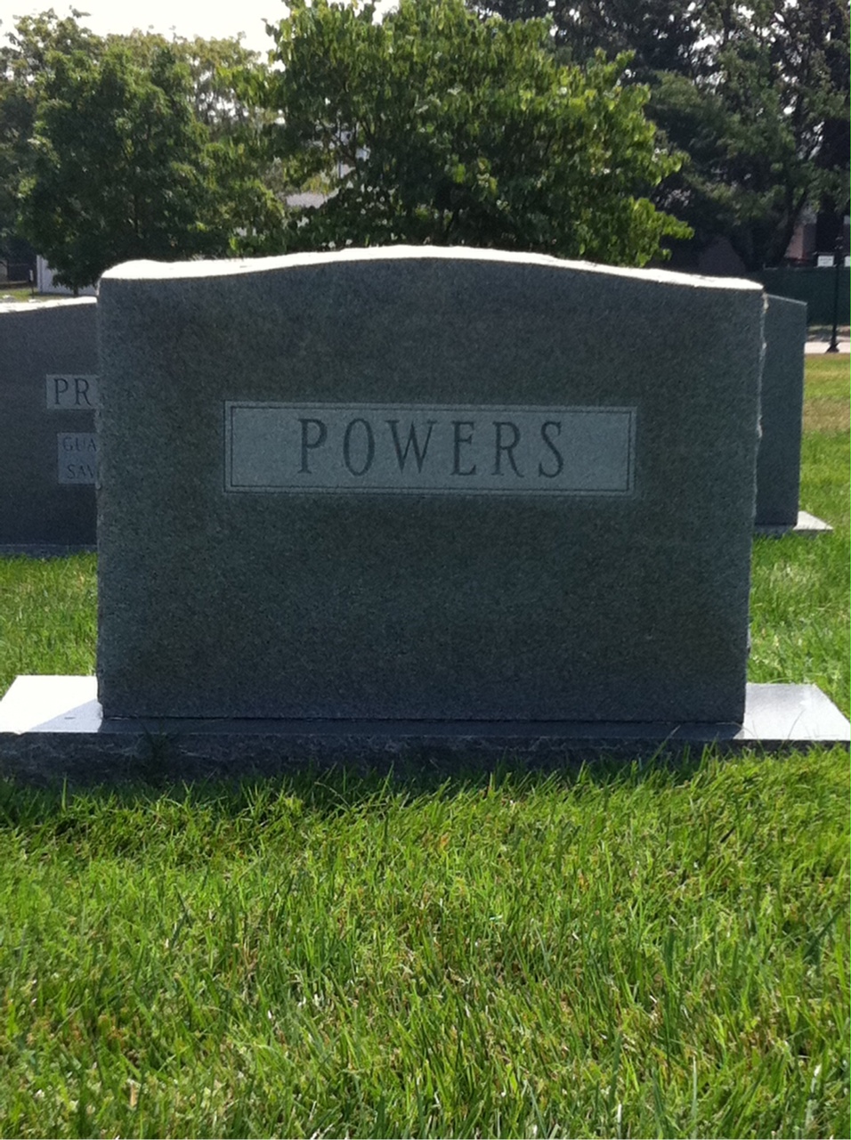 Back of headstone — James Powers