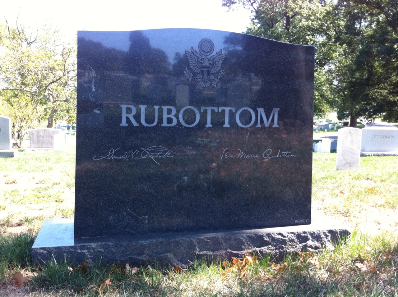 Back of headstone — Donald Rubottom
