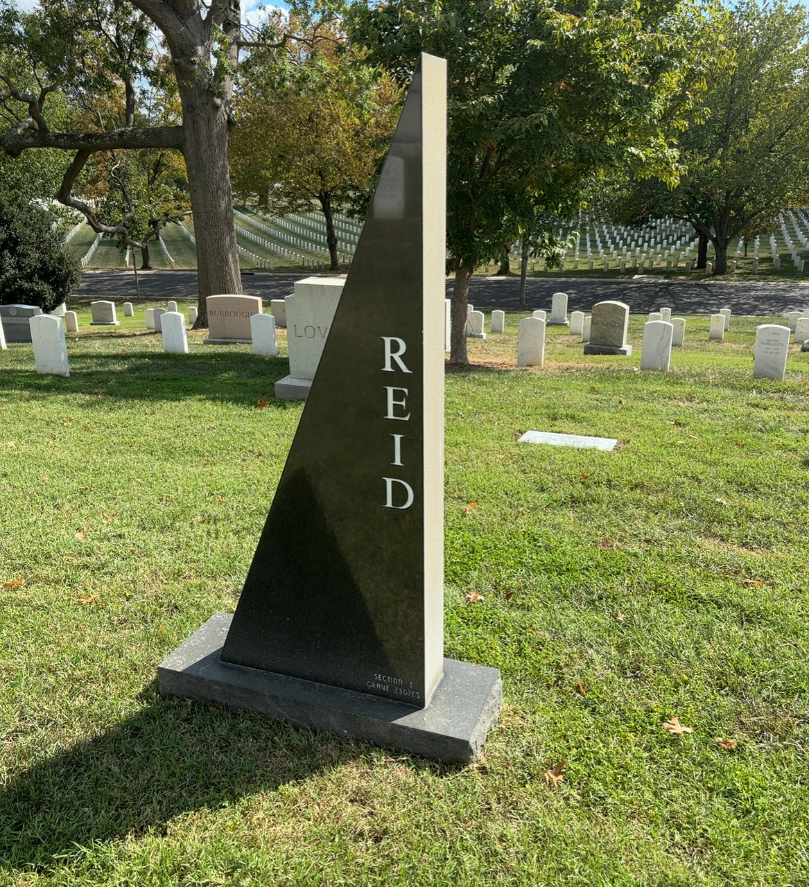 Back of headstone — William S Reid