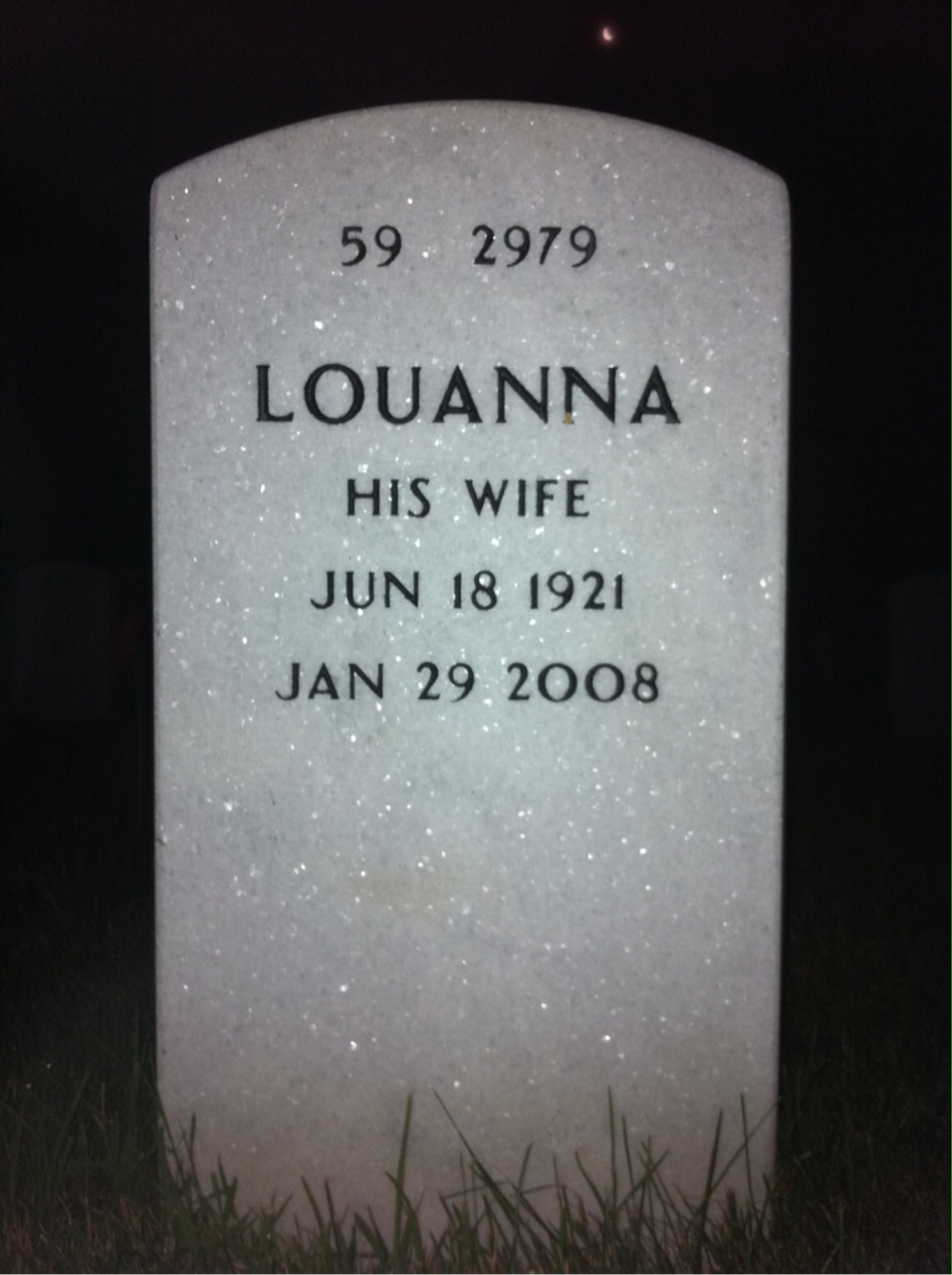 Back of headstone — Horace Casner