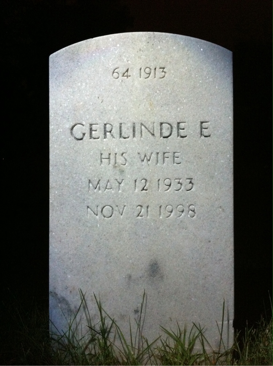 Back of headstone — William Harold Henry