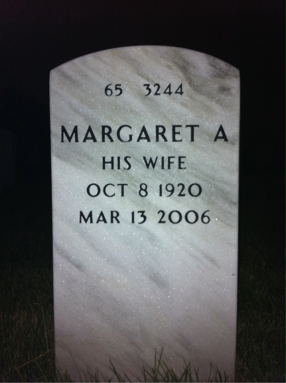 Back of headstone — Charles Hawkins