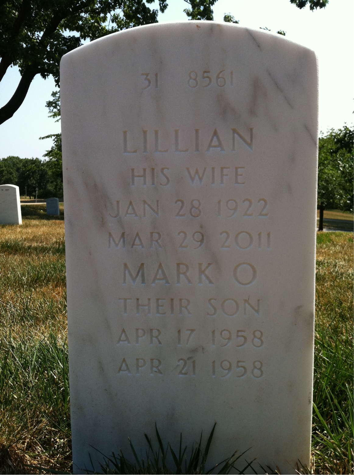 Back of headstone — Harold Potter